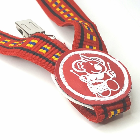 Vintage Kids Suspenders Red Adjustable - Picture 4 of 5